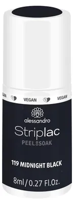 Productafbeelding van Alessandro Striplac 2.0, Midnight Black, 8 ml, Zwart, Midnight Black, Kleurverf, Fles, Borstel