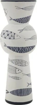 Obrázek produktu pro Mauro Ferretti Vysoká váza ve tvaru ryby, Ø 14 × 38,5 cm, bílá a modrá