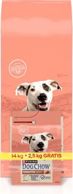 Image de Purina Dog Chow Croquettes pour chiens adultes sensibles au saumon 14 + 2,5 kg