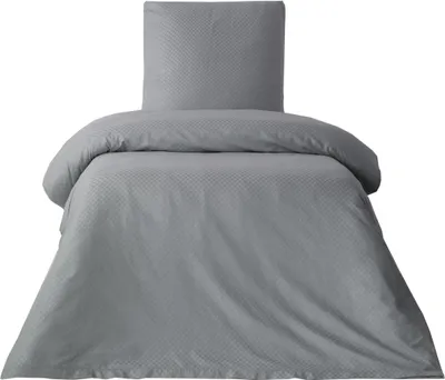 Produktbild von Bettwäsche 200x220 cm Baumwolle Set Renforce Grau Kariert weich Kissenbezug 80x80 cm mit Reißverschluss alle Jahreszeiten