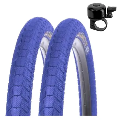 Immagine prodotto di 2 pneumatici Kenda K-907 Krackpot per biciclette BMX, misura 20 x 1,95 (50-406), colore blu, inclusa una campanella per bicicletta