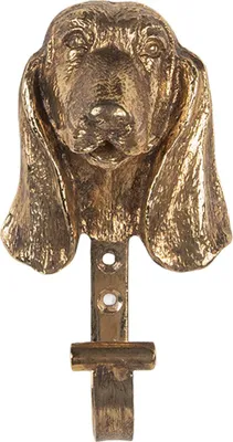 Produktbild von Clayre & Eef Wandhaken Hund 7x5x13 cm Goldfarbig Metall