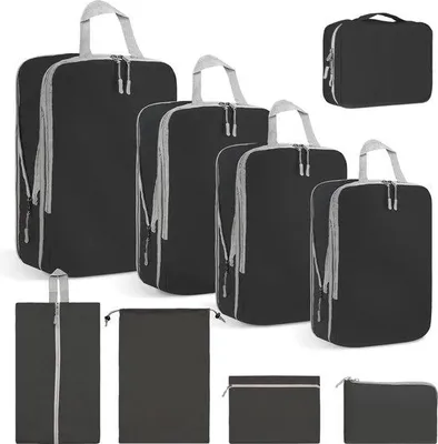 Produktbild von Famanu Koffer-Organizer 9-teilig - Schwarz, wasserdicht und platzsparend