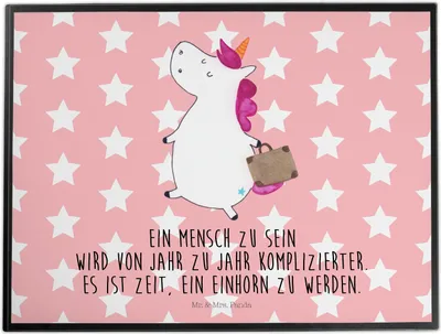Produktbild von Mr. & Mrs. Panda Schreibunterlage Einhorn Koffer - Rot Pastell - Geschenk, Abenteuer, schreibtischunterlagen, schreibtischschutz, schreibtischunterlage, Reise, Einhörner