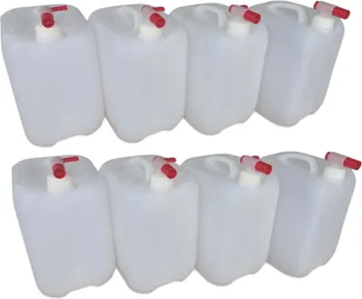 Produktbild von 8 x 10 L 10 Liter Wasserkanister Kanister lebensmittelecht dicht + 8 x Hahn DIN45 (8x10knn45+8xH.45)