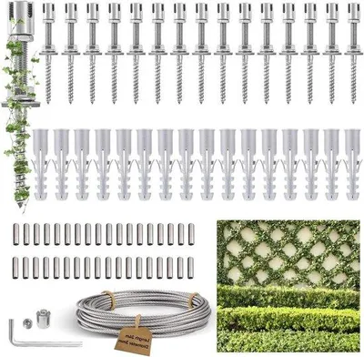Produktbild von Stahlkletternetz - Vollständiges Set mit Wandhaltern und 3 mm Seil (16 Halter, 24 m)
