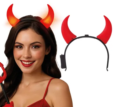 Produktbild von Halloween Dämon Haarreif Teufel Kostüm Accessoire Kopfschmuck Kostümparty Partyzubehör Rot Schwarz, Farbe: Rot