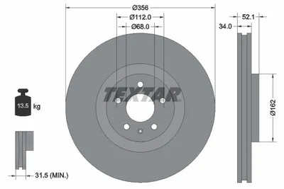 Produktbild von TEXTAR Bremsscheibe Artikel: 92238205