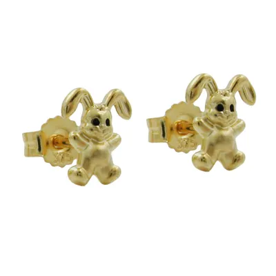 Produktbild von Ohrstecker Ohrring 7x6mm kleiner Hase matt-glänzend 9Kt GOLD gold 7x6mm