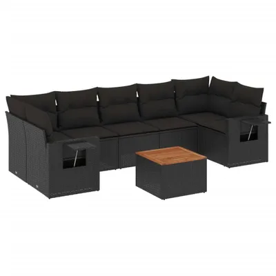 Produktbild von VidaXL 3224473, Schwarz, Rattan, Stahl, Akazienholz, 110 kg, Erwachsene & Kinder, 550 mm, 550 mm