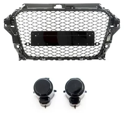 Produktbild von Wabendesign Kühlergrill Schwarz Glanz +PDC passt passend für Audi A3 8V 12-16 ohne RS3