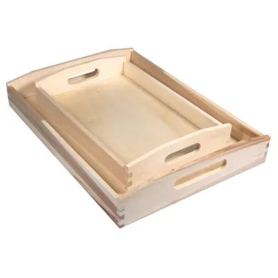 Produktbild von Set Holztabletts - zum Dekorieren - 2 verschiedene Größen.