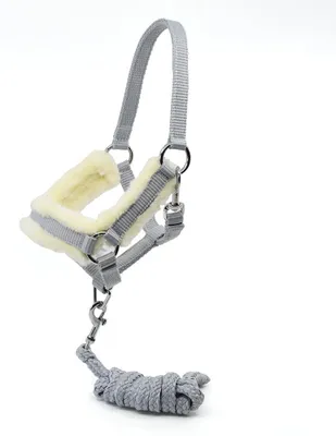 Image de Licol et longe en moumoute grise pour hobby horse