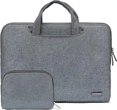 Produktbild von 15,6-Zoll-Canvas-Hülle für Tablet/Laptop mit Aufbewahrungstasche für das Netzkabel (Grau)