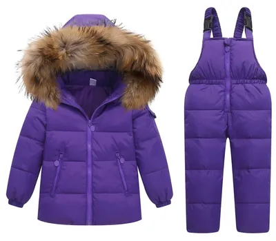 Productafbeelding van Kinder sneeuwpak met capuchon en skibroek - Paars