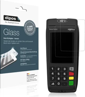 Produktbild von 2x Schutzfolie für Ingenico Desk 5000 matt - Anti-Shock 9H Folie dipos Glass Kunststoffglas
