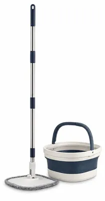 Immagine prodotto di Mop piatto girevole a 360° con secchio pieghevole, secchio rotante in microfibra