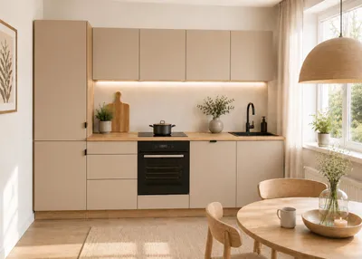 Produktbild von Küchenzeile 300 cm Modulküche Winkelküche Küchenblock Einbauküche ohne Arbeitsplatte, LETANO Lovo 8 Beige mit Push-To-Open