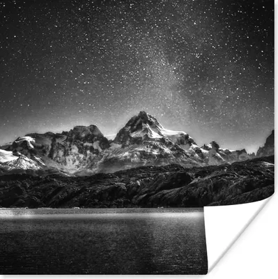 Produktbild von MuchoWow® Poster Sternenhimmel - Berg - Nacht 100x100 cm - Babyzimmer