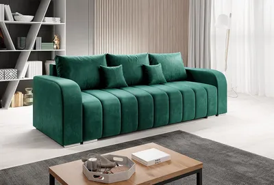 Produktbild von Easy4You Schlafsofa Pufetto - 245 cm - Velour Flaschengrün - 3 Sitzer Sofa - Bettzeugbehälter - Couch mit Schlaffunktion - Stoff: MANILA 35