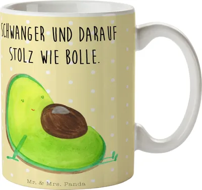 Produktbild von Mr. & Mrs. Panda Kaffeetasse Avocado Schwangerschaft - Gelb Pastell - Geschenk, Gesund, Babyparty, haferl, Baby, Kaffeebecher, Bedruckte Tasse, Schwanger, mit Motiv