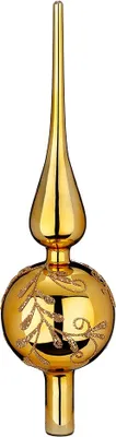 Produktbild von Christbaumspitze Glas mit Ornamente Glanz 30cm Inkagold