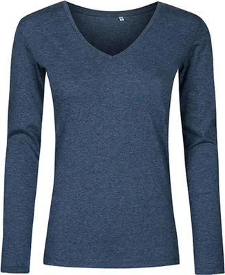 Produktbild von X.O V-Ausschnitt Langarmshirt Damen, Marineblau-Melange, M