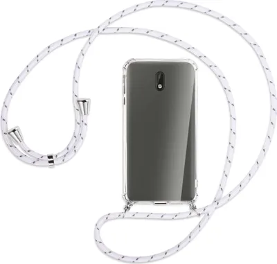 Produktbild von Handykette Backcover-Schutzhülle mit Band (Metall silberfarben) für Nokia 3 - weiß/grau
