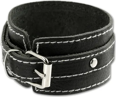 Image de SilberDream Bracelet en cuir -vachette tannée- bijoux noir hommes LA1189S