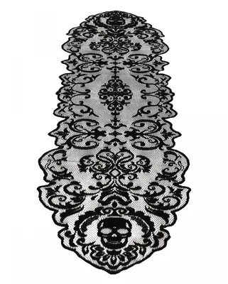 Produktbild von Halloween & Gothic Totenkopf mit Spitze Tischläufer 180cm