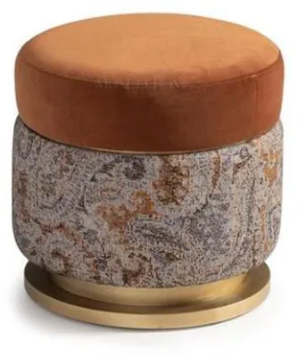 Image de Pouf Pouf Pouf en tissu orange Tabouret rond