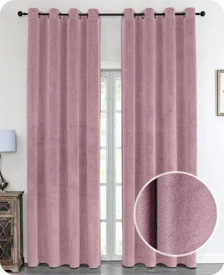 Produktbild von Unyqoos® Verdunkelnder Samtvorhang mit Ösen Ø 4 cm, Rosa – blickdicht, 100% Polyester, maschinenwaschbar bis 30 °C