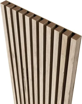 Zdjęcie produktu dla MEBANO. Lamele na Czarnej Płycie 4 Sztuki x (275 x 18,5 cm) Kolor: Dąb Sanremo Panele Akustyczne Naturalne Panele Ścienne