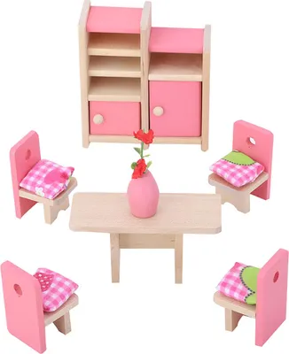 Produktbild von Mini lebensechte Simulation Holzmöbel-Set für 1:12 Puppenhaus-Zubehör (Esszimmer)