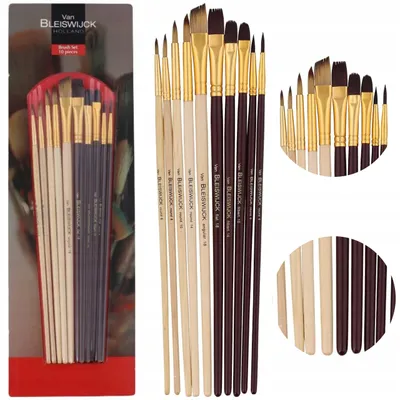 Produktbild von Van Bleiswijck Künstlerpinsel Set 10 Stück – Professionelle & Präzise Malerpinsel für Acryl-, Öl- & Aquarellfarben – Ideal für Kunst & Hobby