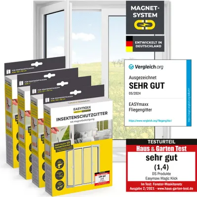 Immagine prodotto di Set di 4 zanzariere magnetiche EASYmaxx Insect Protect, fino a un massimo di 130x150cm