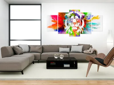 Image de Tableau acoustique Abstrait Animaux 200 x 100 cm Tableaux Mousse acoustique Absorbeur acoustique haute performance Isolation acoustique Toile 5 pièces Tableau mural Acoustique intérieure Isolation acoustique g-C-0019-b-o