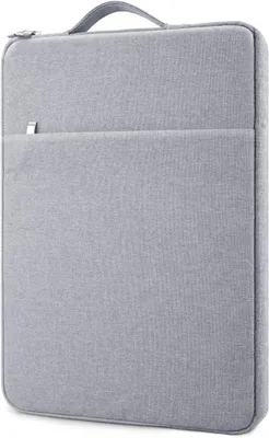 Imagen del producto de Funda para portátil de 16 pulgadas, color gris, con asa, resistente al agua y con compartimento para accesorios