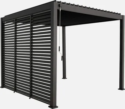 Produktbild von sweeek - Pergola mit Lamellendach Triomphe 3x3m V2 + 3 Lamellenwände 100cm - Anthrazit