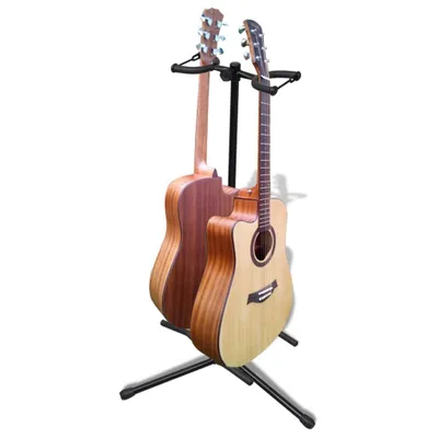 Zdjęcie produktu dla vidaXL Regulowany podwójny stojak gitarowy Składany stojak na instrumenty