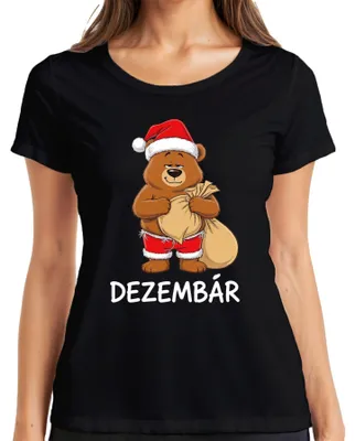 Obrázok produktu pre DEZEMBÄR Christmas Bear Cartoon Bear Vianočný darček Secret Santa Dámske tričko, čierna farba, XL