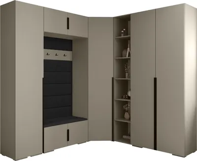 Produktbild von MEBLE KRYSPOL Inova 1 Möbelset Garderobe, 236,7x371,7x47cm - Kaschmir, Manila 18, Schwarz