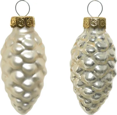 Produktbild von Christbaumschmuck Zapfen 6cm Glas 12 Stück - Perle