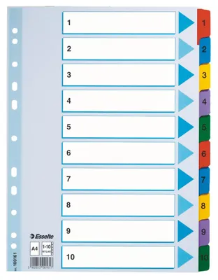 Produktbild von Register A4 Mylar 1-10 weiß Packung mit 10 Stück