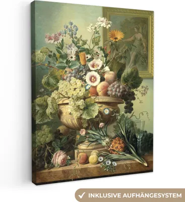 Zdjęcie produktu dla MuchoWow® - Obraz na płótnie - Martwa natura z kwiatami i owocami - Malarstwo Eelke Jelles Eelkema, fototapeta, dekoracja ścienna, obrazy do salonu, 60x80cm