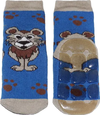 Produktbild von Kinder ABS-Socken aus Baumwolle Löwe Mittelblau Größe 17-18