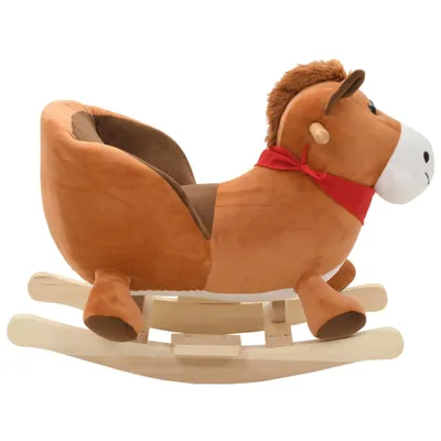 Immagine prodotto di vidaXL Cavallo a dondolo con schienale in peluche 60x32x50 cm Marrone