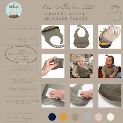 Produktbild von Baby Silikon Lätzchen mit Auffangschale Silver Sage