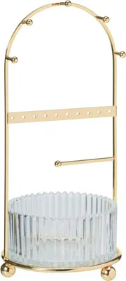 Produktbild von H&S Decoration | Schmuckablage - Schmuckorganizer - 11 x 11 x 25 cm - Farbe gold - Schmuckhalter - Metall und Glas