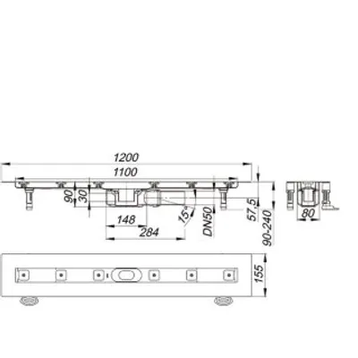 Produktbild von Dallmer Duschrinne CeraLine Plan F 1100mm, DN50